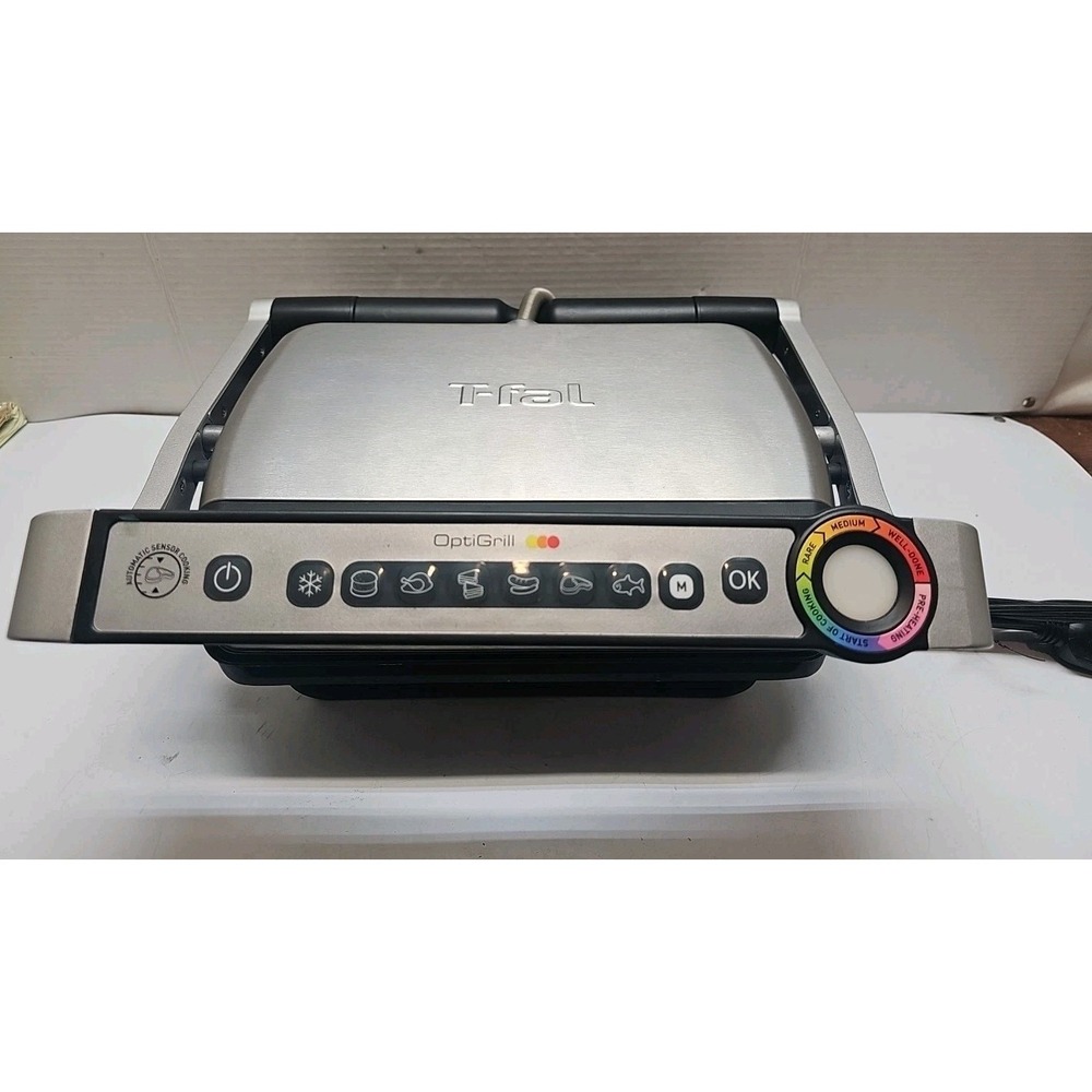 T-Fal OptiGrill Stainless Steel Non-Stick Indoor Electric Grill 8351s1 TESTED
